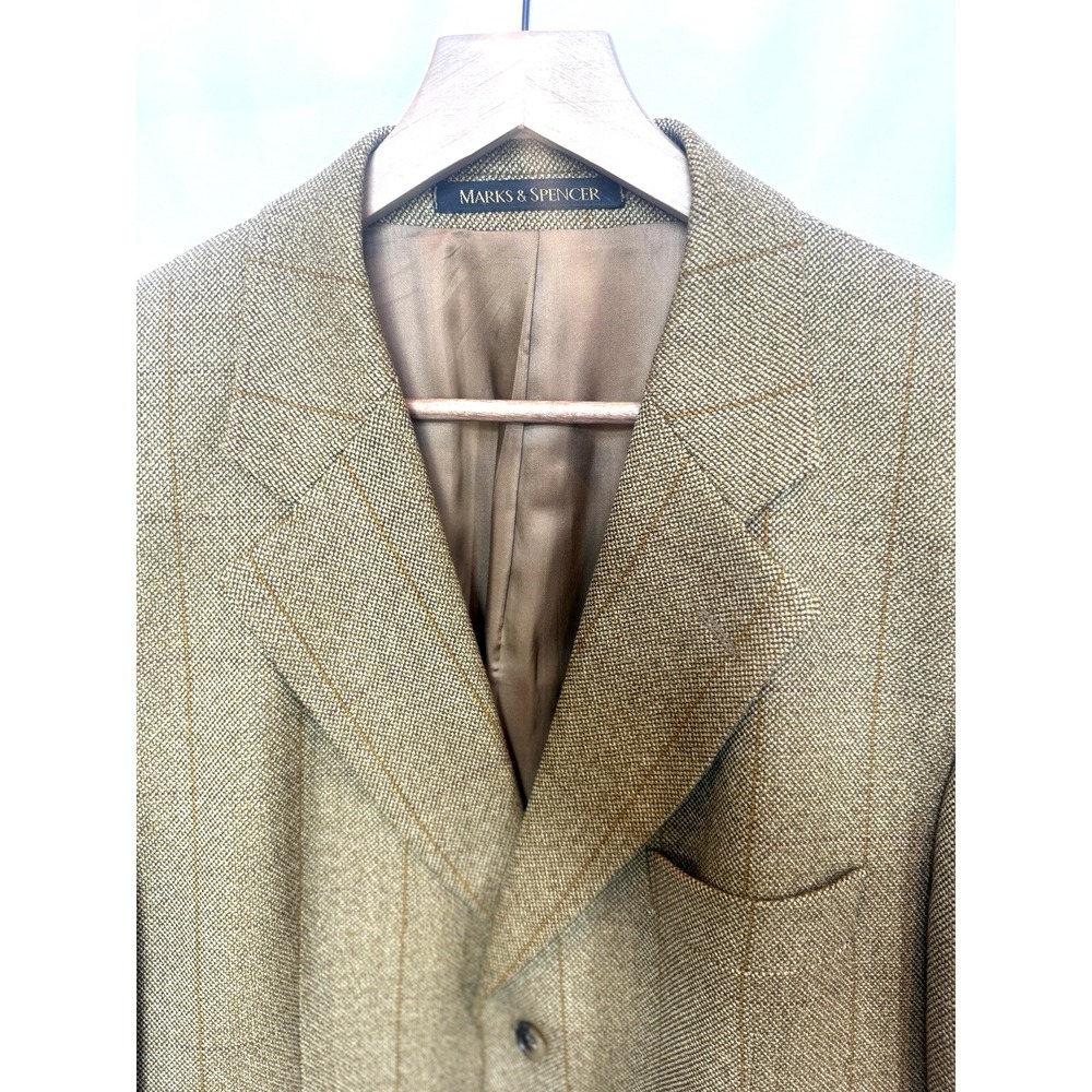 St Michael Marks Spencer Mens‎ Windowpane Wool Cashmere Sports Coat 42L Blazer - Picture 4 of 11